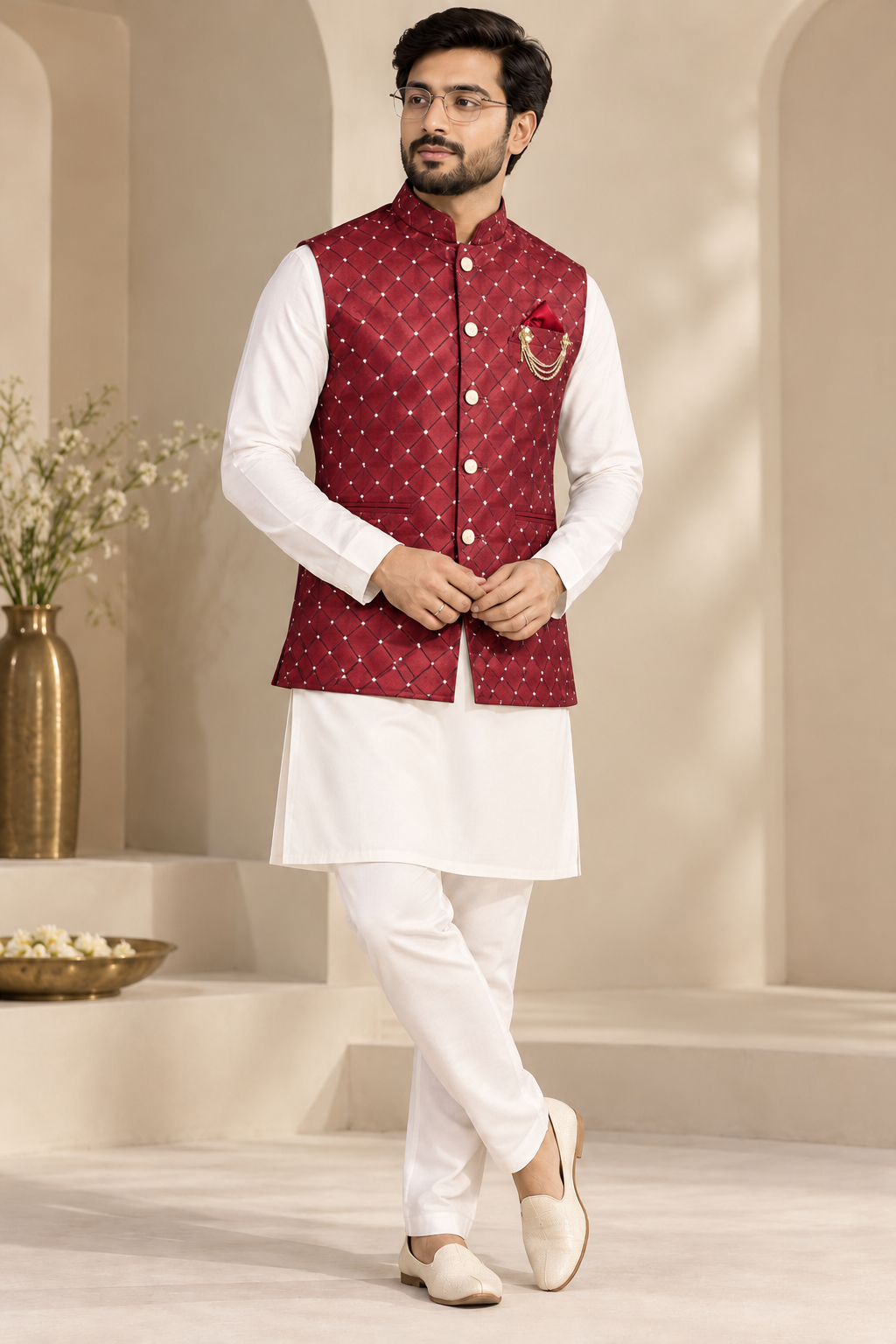 Royal Garnet Nehru Jacket